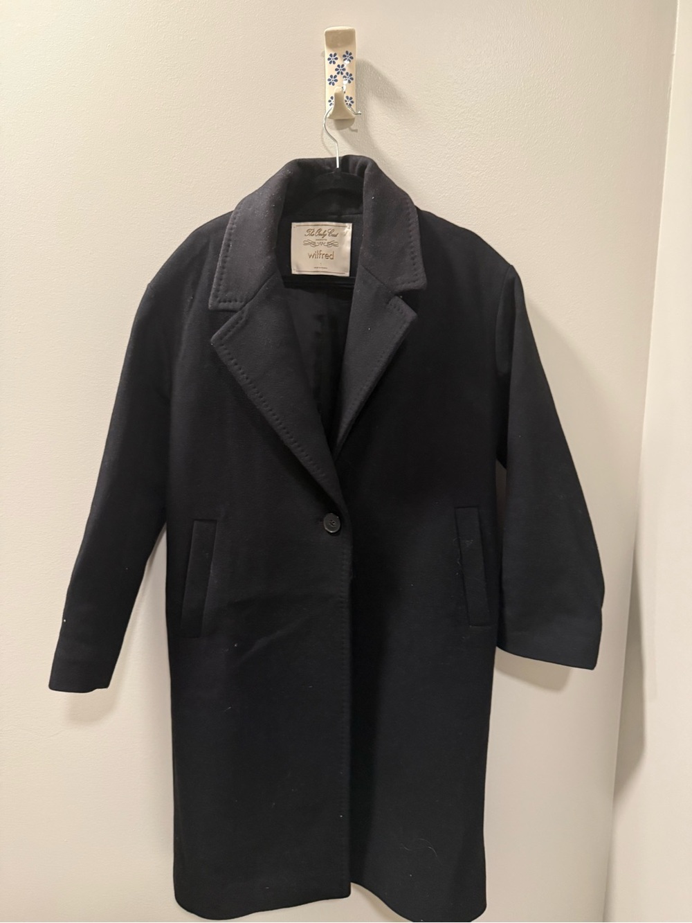 Aritzi la Wilfred Black Single-Button Wool Pea Coat